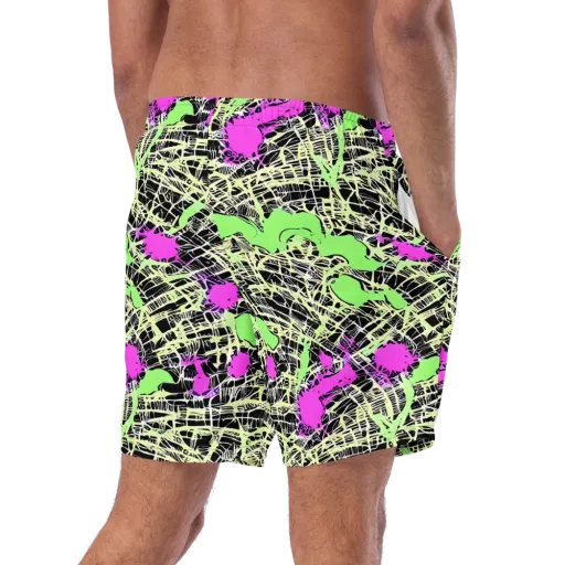 Neon Jungle Riot on a Swim Trunks