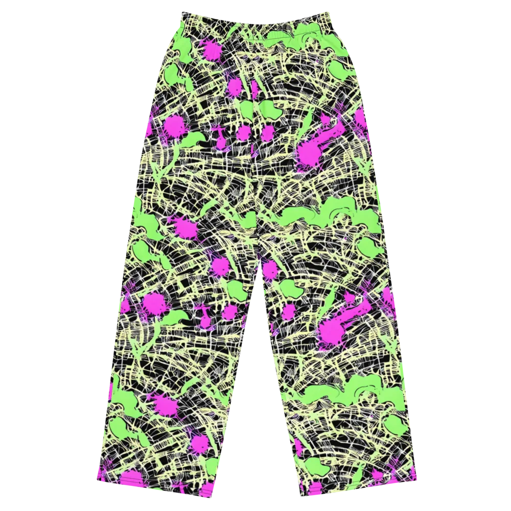 Neon Jungle Riot on Wide-Leg Pants — Front
