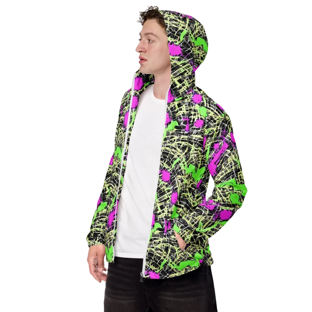Neon Jungle Riot on Men's Windbreaker — Left Front