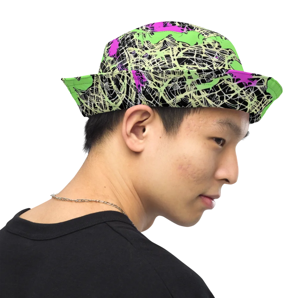 Neon Jungle Riot on Reversible Bucket Hat — Right Outside