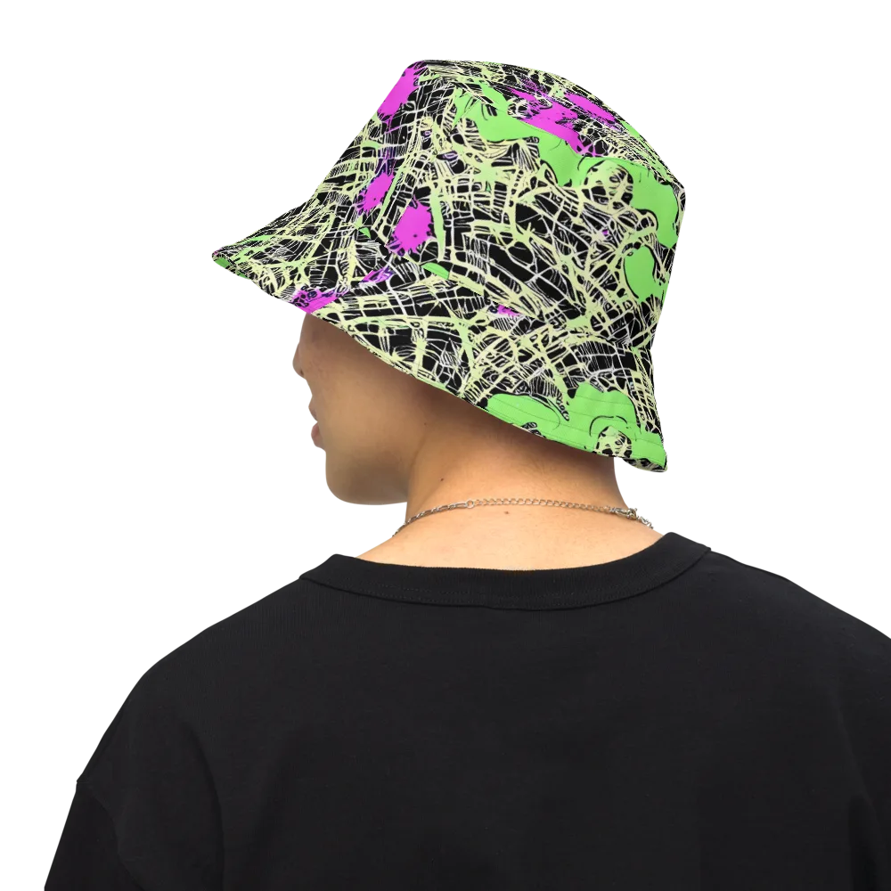 Neon Jungle Riot on Reversible Bucket Hat — Back Inside