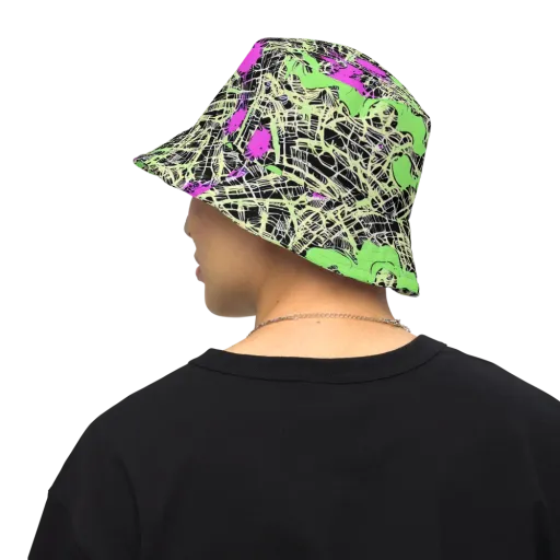 Neon Jungle Riot on a Reversible Bucket Hat
