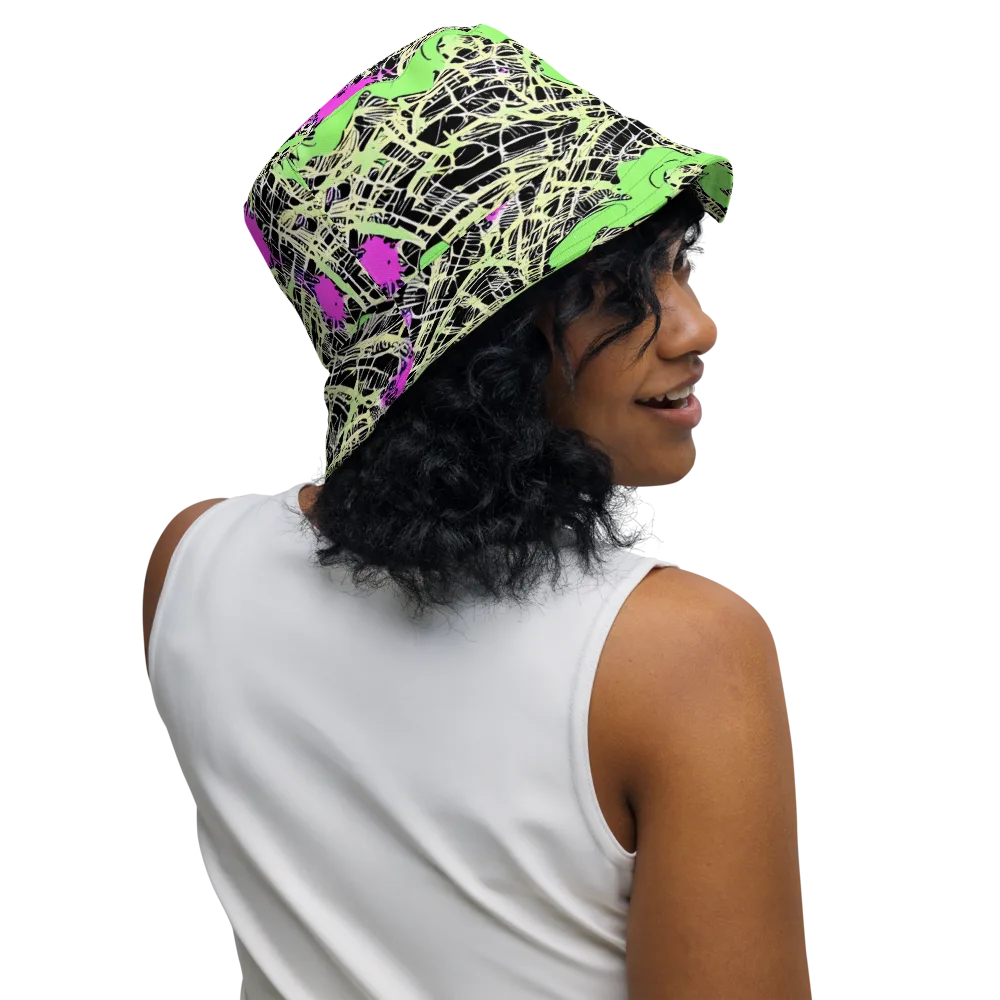 Neon Jungle Riot on Reversible Bucket Hat — Right Outside