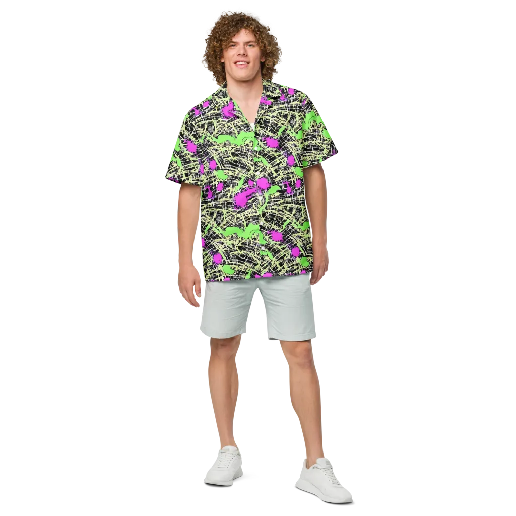 Neon Jungle Riot on Button Shirt — Front