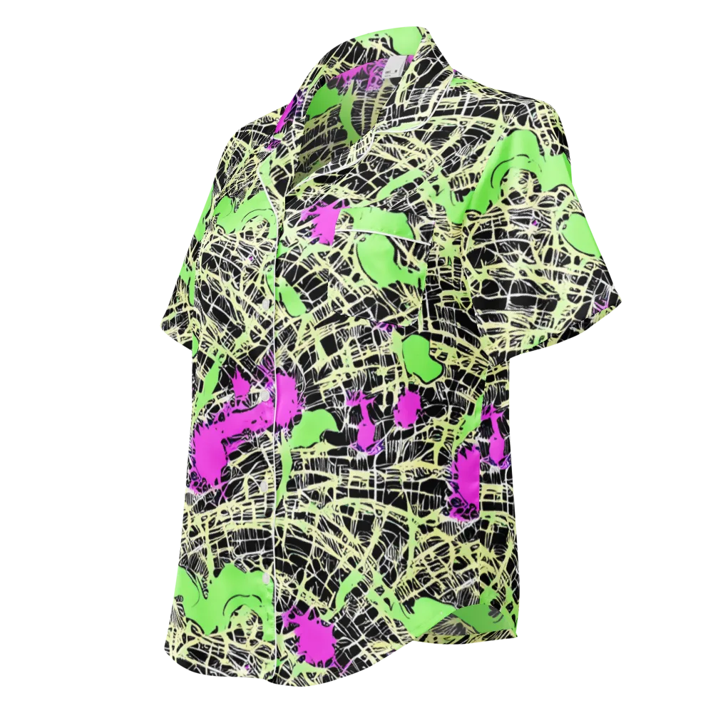 Neon Jungle Riot on Women's Short Sleeve Pajama Top — Left Front