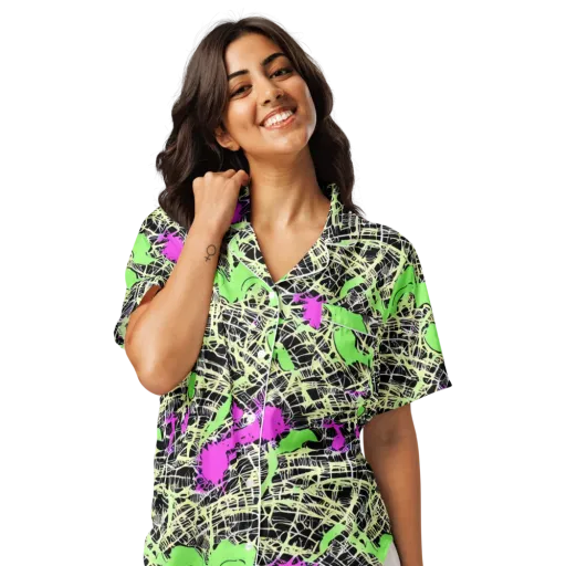 Neon Jungle Riot on a Women's Short Sleeve Pajama Top