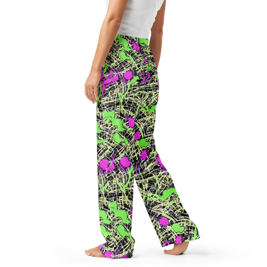 Neon Jungle Riot on Women's Pajama Pants — Left
