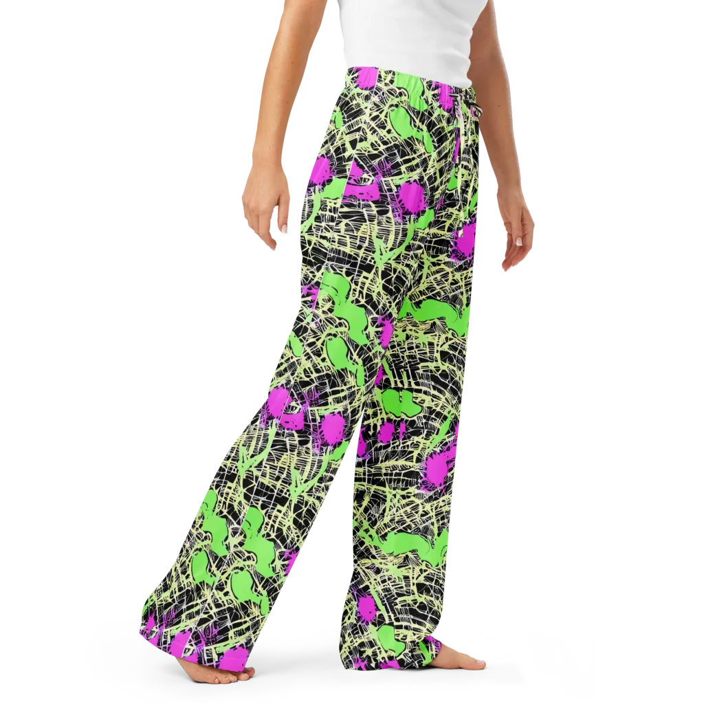 Neon Jungle Riot on Women's Pajama Pants — Right Front