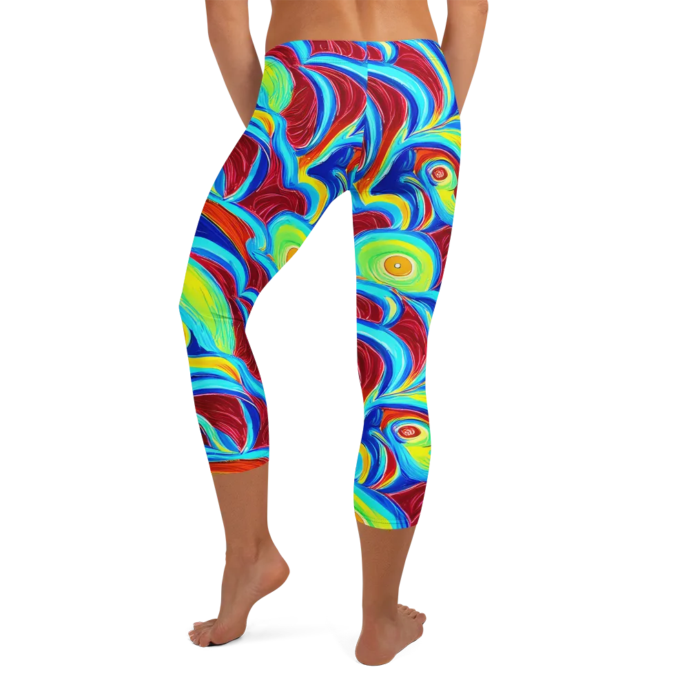 Azure Cyclone on Capri Leggings — Back