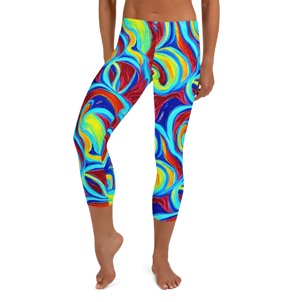 Azure Cyclone on Capri Leggings — Front