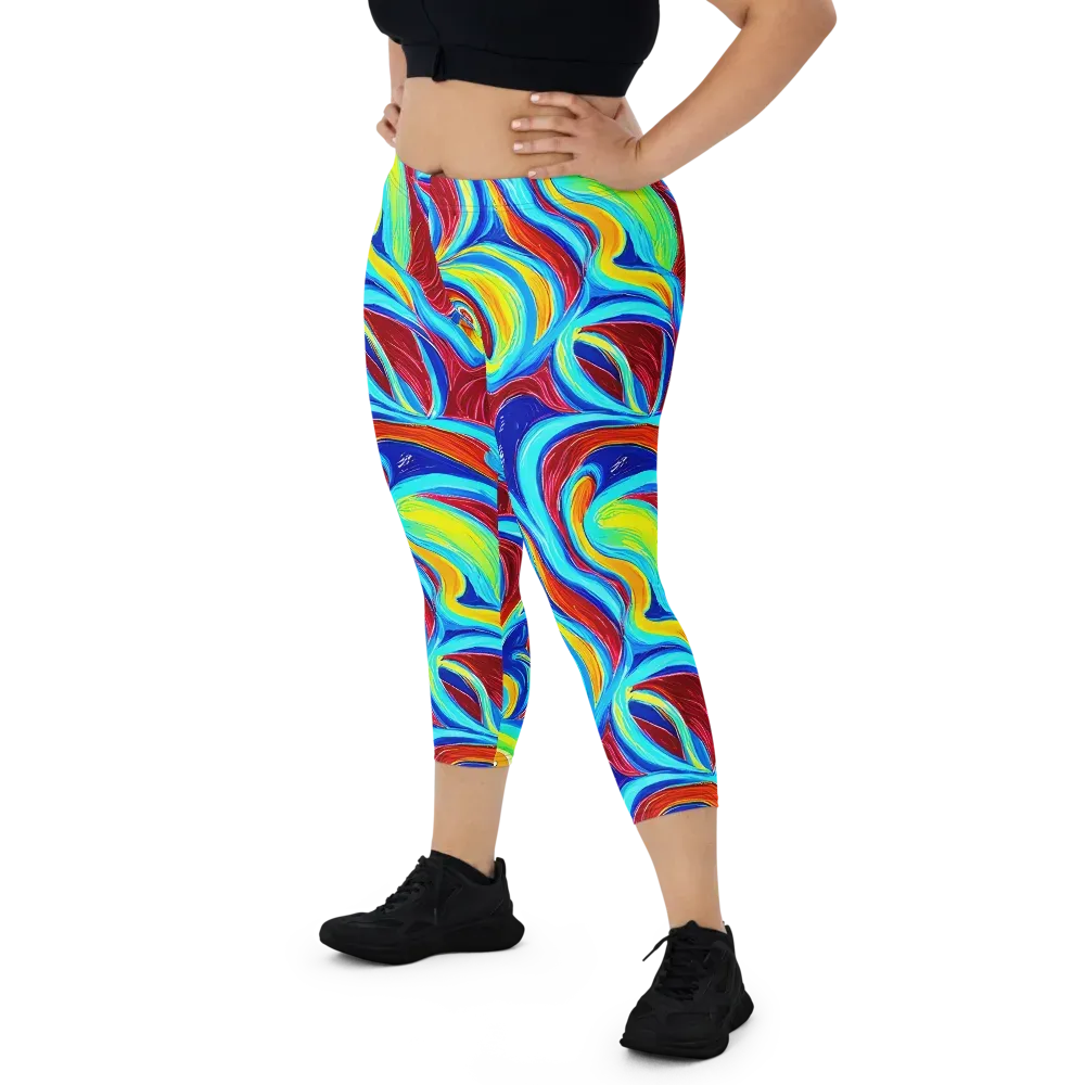 Azure Cyclone on Capri Leggings — Front