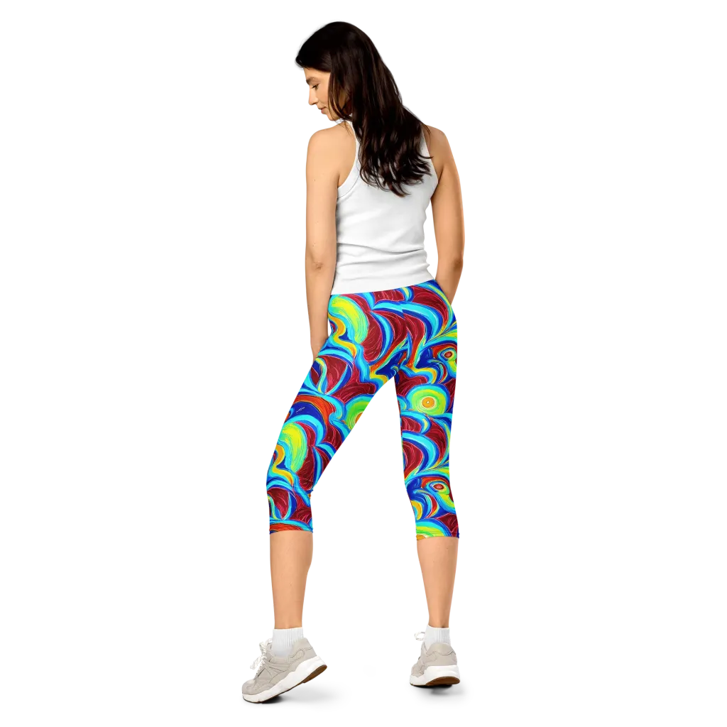 Azure Cyclone on Capri Leggings — Back