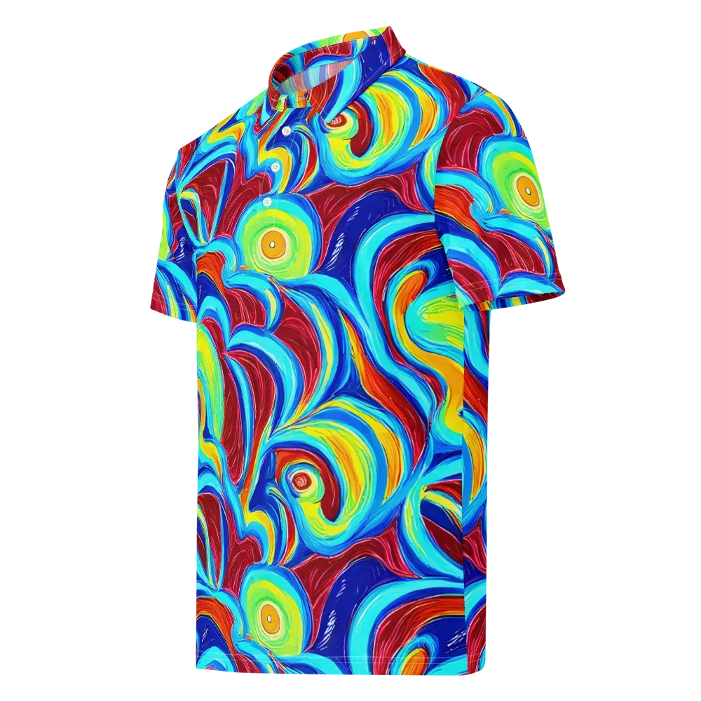 Azure Cyclone on Men's Slim Fit Polo Shirt — Left Front
