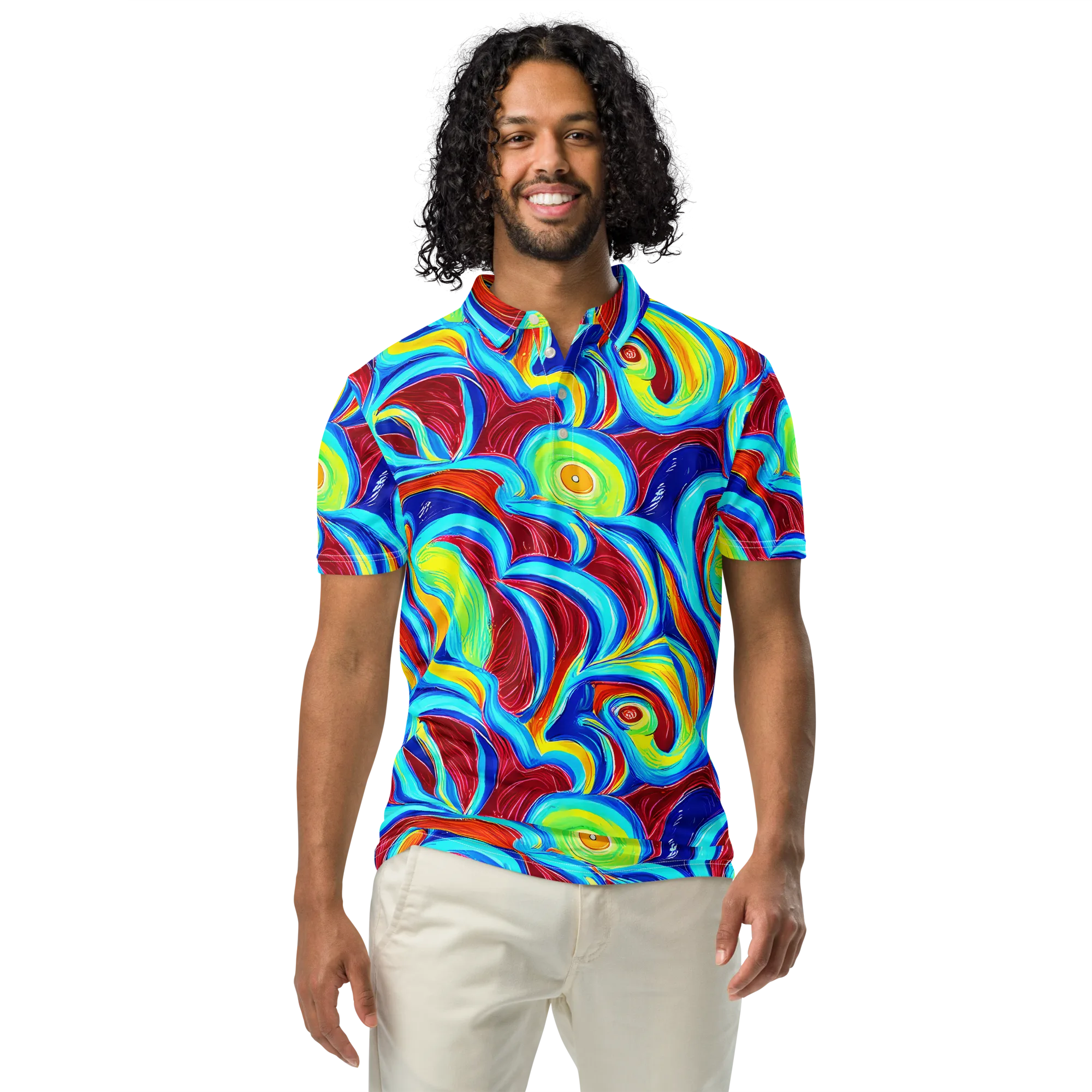 Azure Cyclone on Men's Slim Fit Polo Shirt — Front