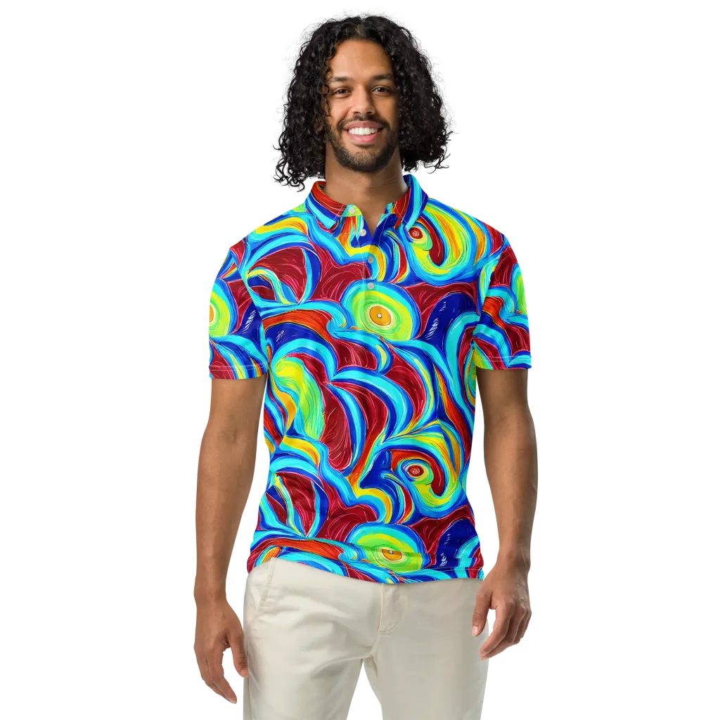 Azure Cyclone on Men's Slim Fit Polo Shirt — Front