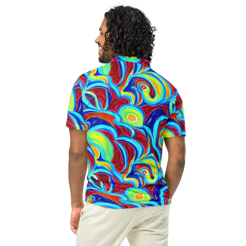 Azure Cyclone on Men's Slim Fit Polo Shirt — Back