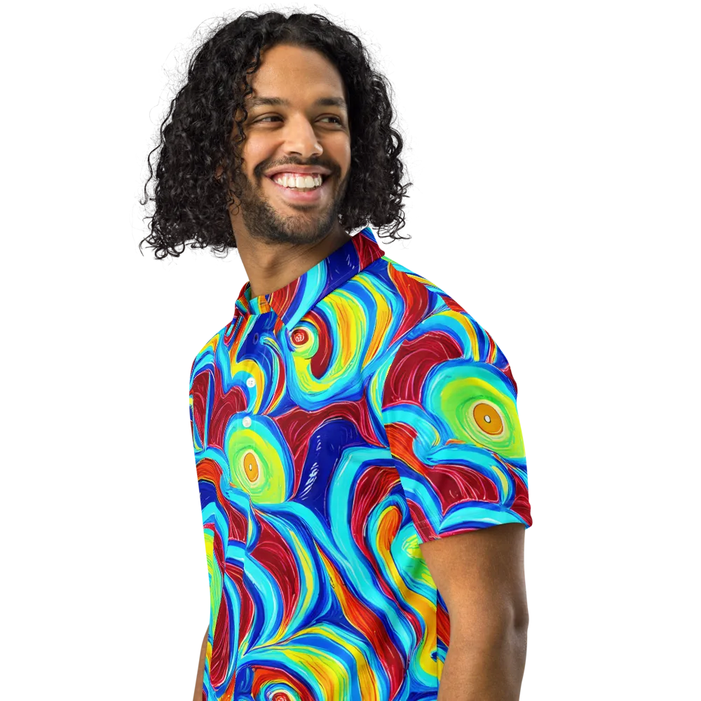 Azure Cyclone on Men's Slim Fit Polo Shirt — Left Front