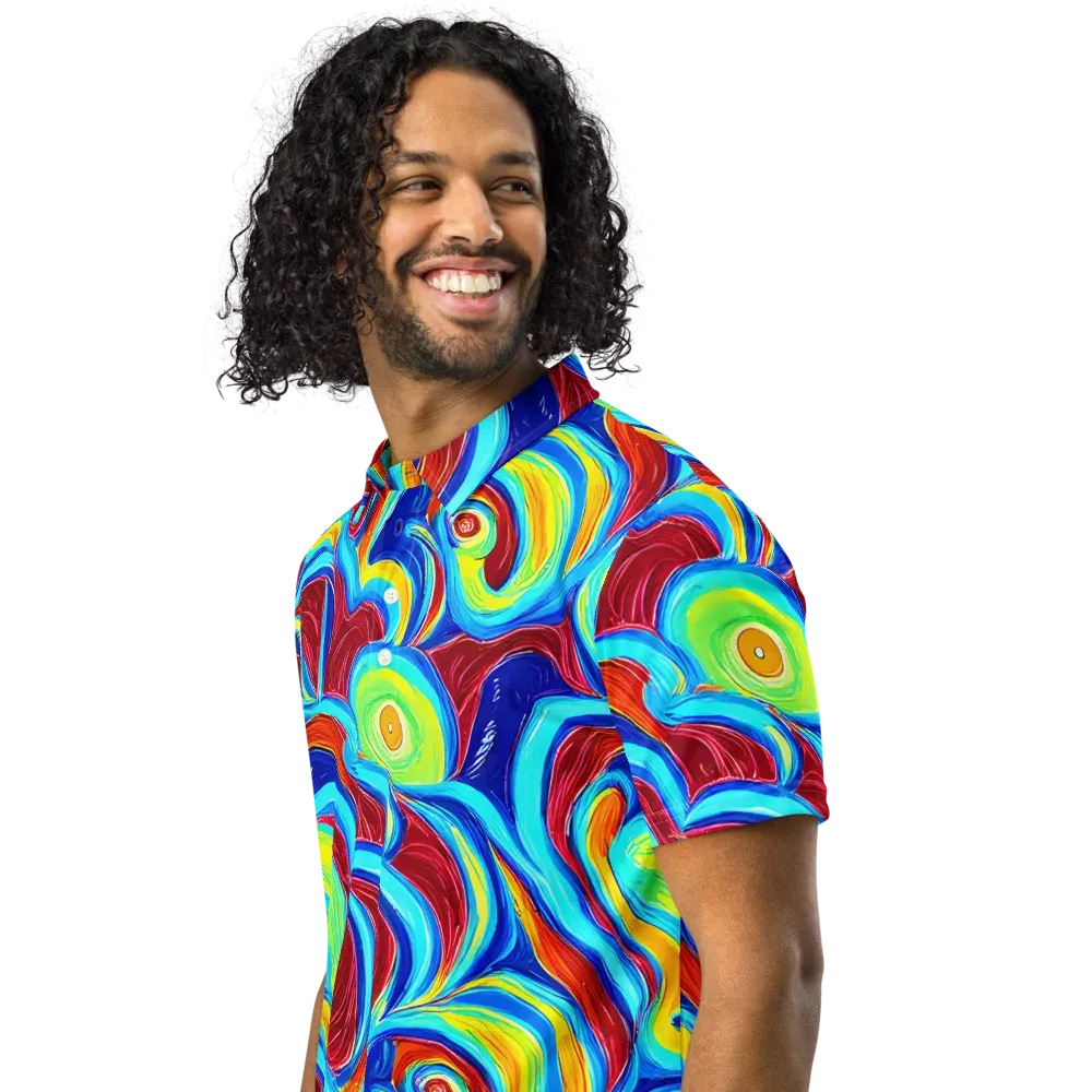 Azure Cyclone on Men's Slim Fit Polo Shirt — Left Front
