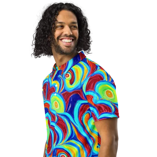 Azure Cyclone on a Men's Slim Fit Polo Shirt
