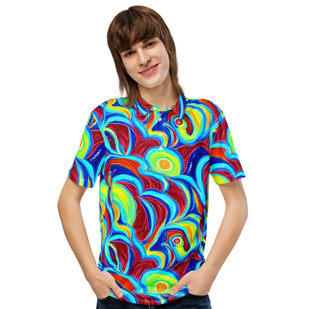 Azure Cyclone on Men's Slim Fit Polo Shirt — Front