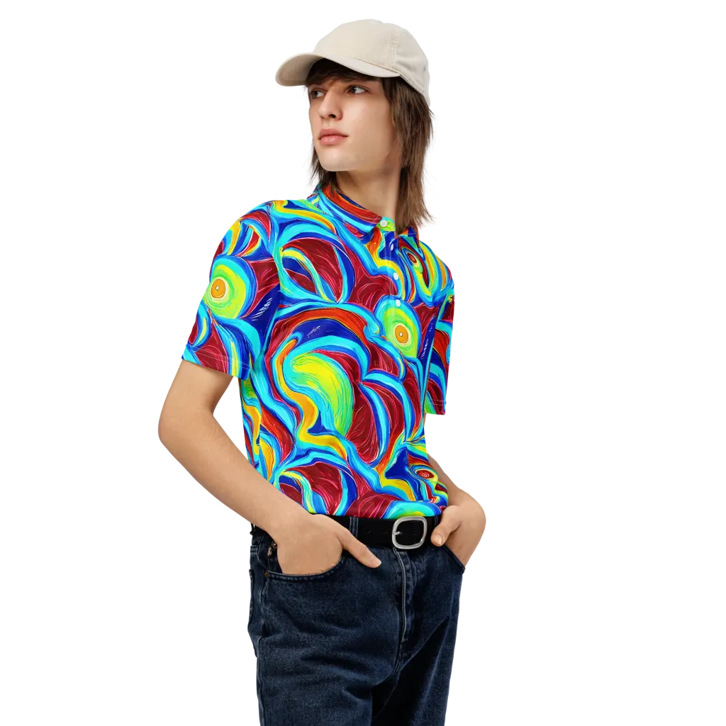 Azure Cyclone on Men's Slim Fit Polo Shirt — Right Front