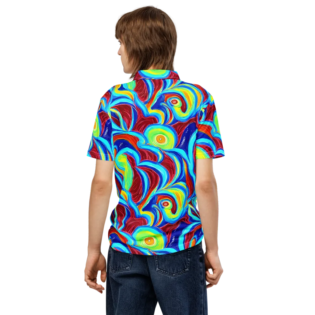 Azure Cyclone on Men's Slim Fit Polo Shirt — Back