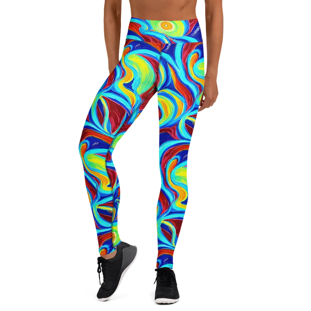 Azure Cyclone on Yoga Leggings — Front