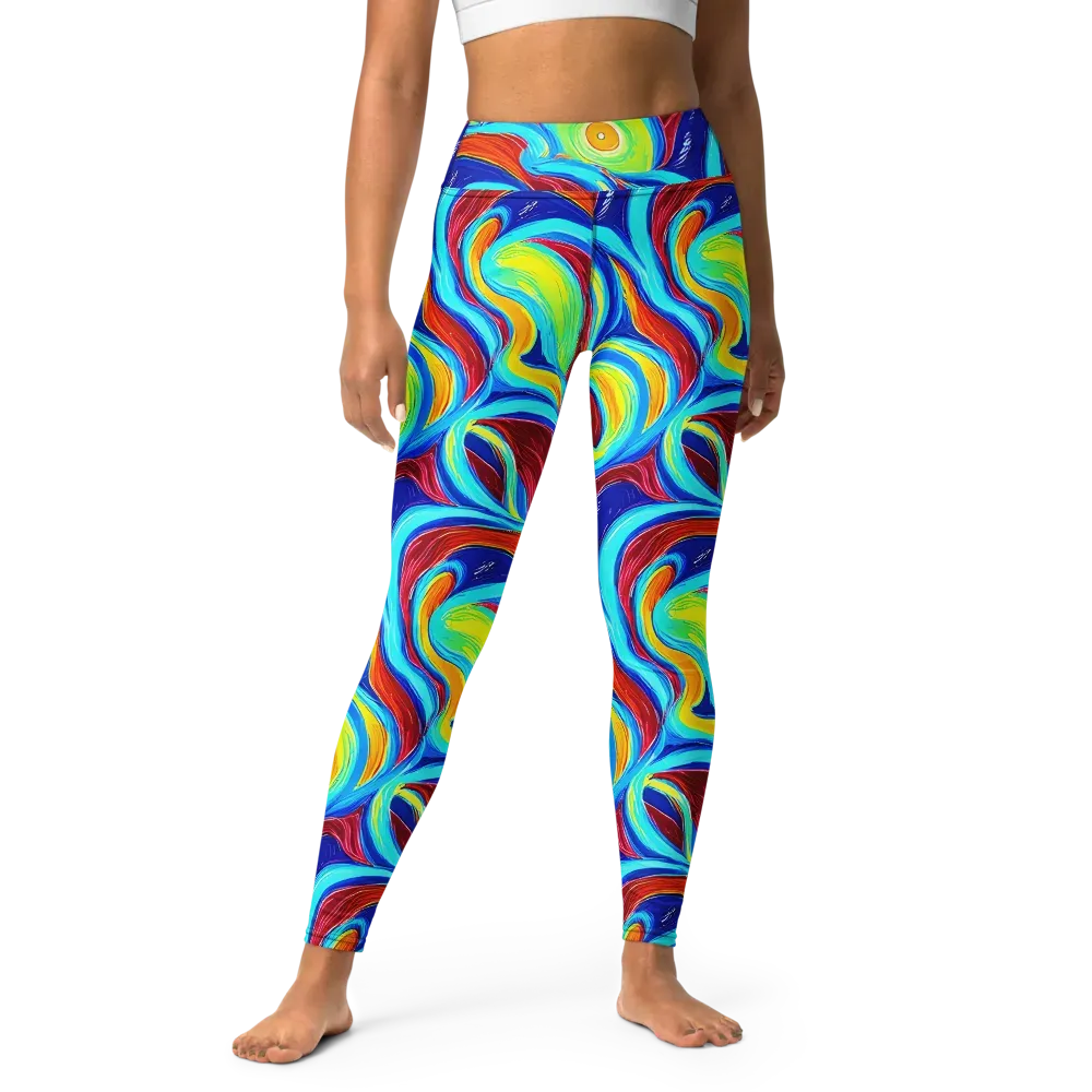 Azure Cyclone on Yoga Leggings — Front