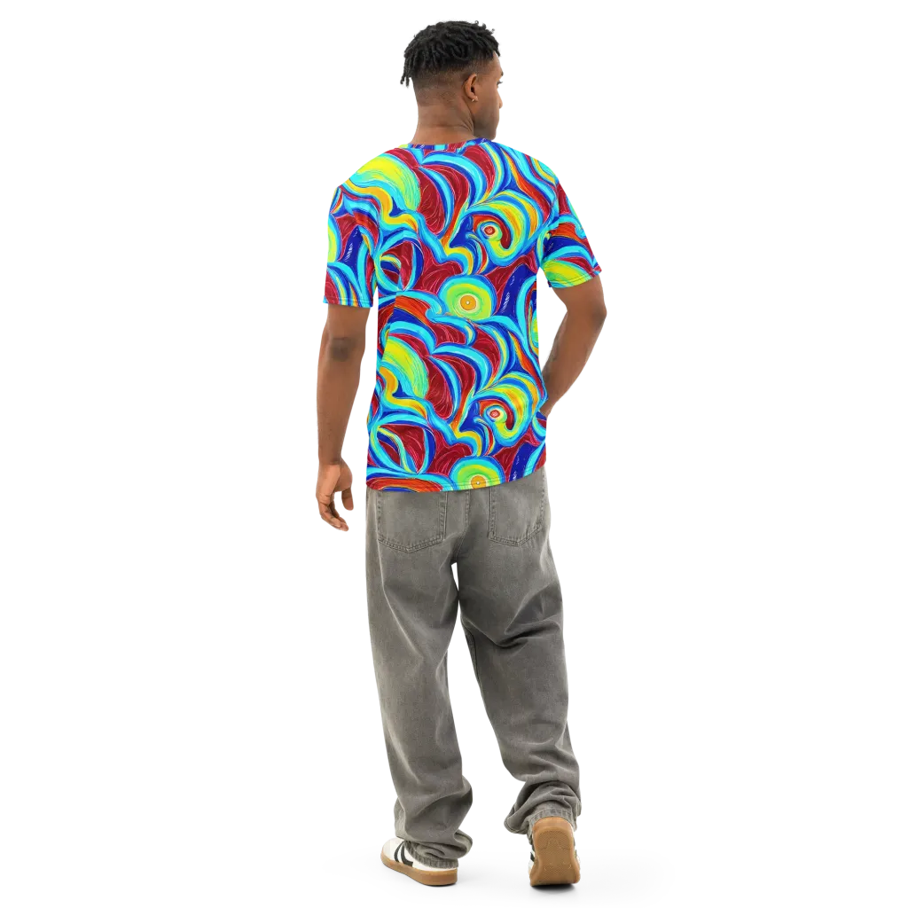 Azure Cyclone on Men's Cotton Crew Neck T-Shirt — Back