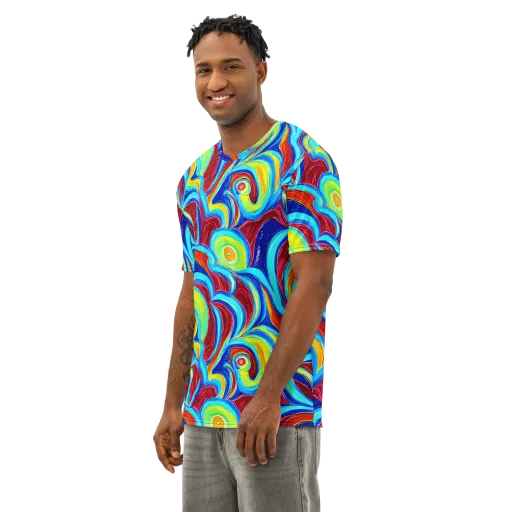 Azure Cyclone on a Men's Cotton Crew Neck T-Shirt