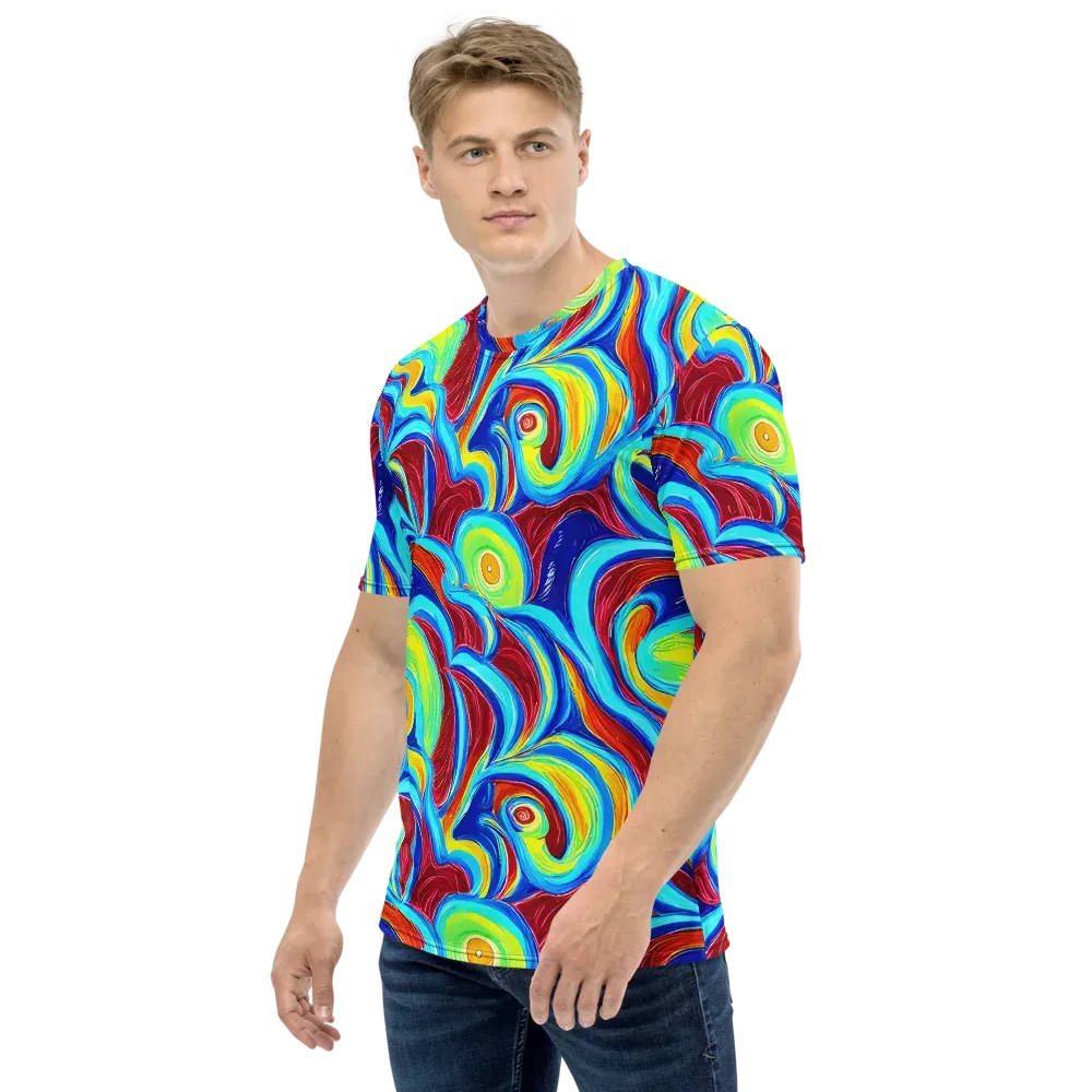 Azure Cyclone on Men's Crew Neck T-Shirt — Left