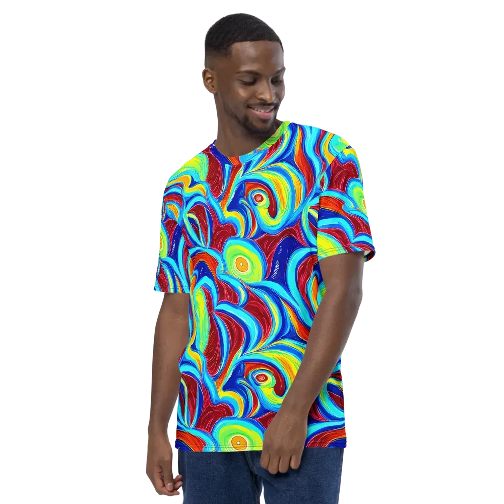 Azure Cyclone on Men's Crew Neck T-Shirt — Left