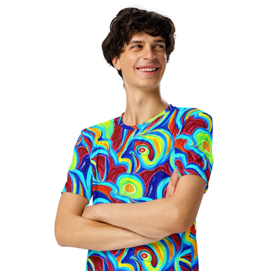Azure Cyclone on Men's Crew Neck T-Shirt — Left Front