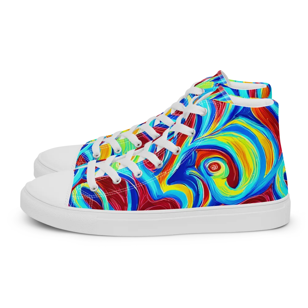Azure Cyclone on Men's High Top Canvas Shoes — Left
