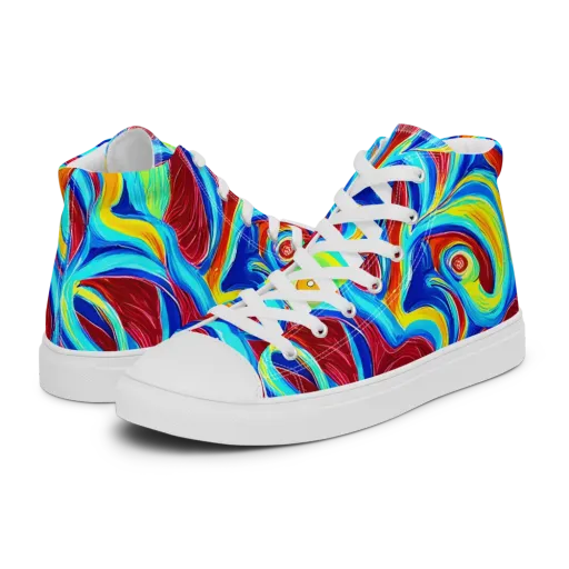 Azure Cyclone on a Men's High Top Canvas Shoes