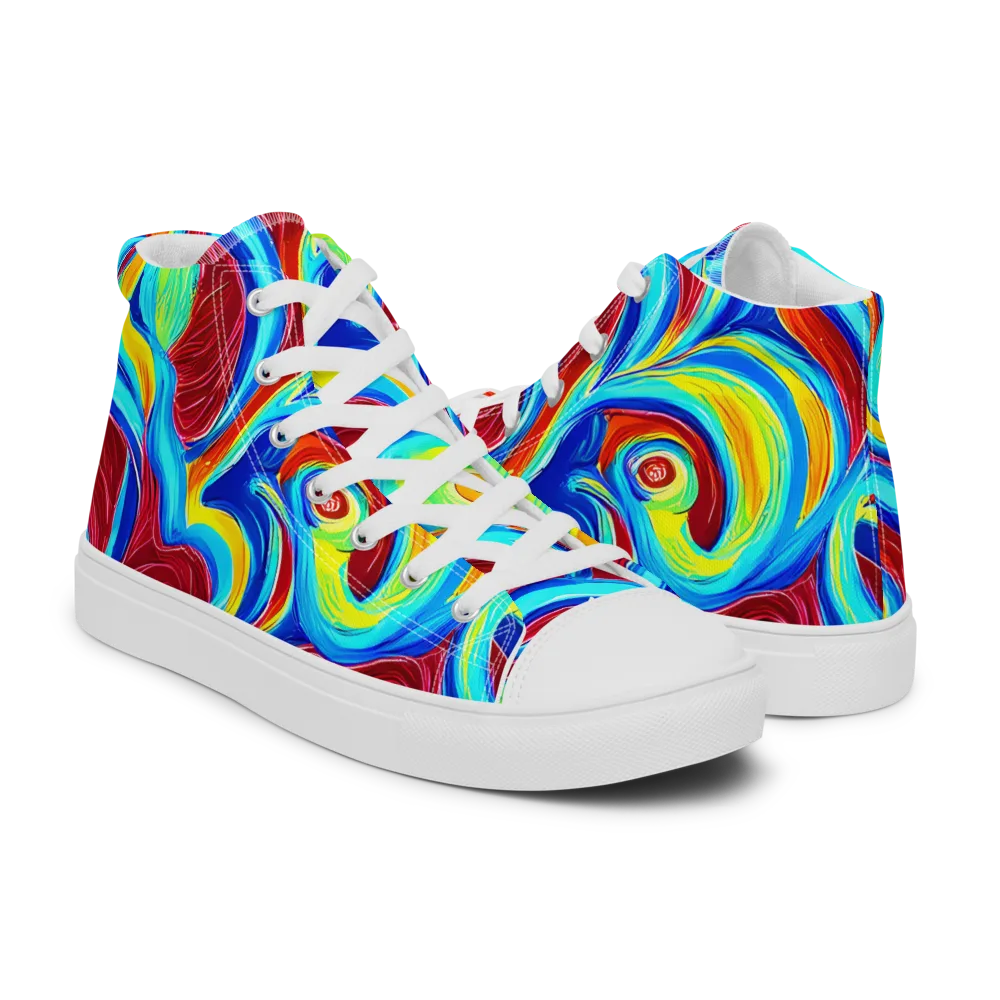 Azure Cyclone on Men's High Top Canvas Shoes — Right