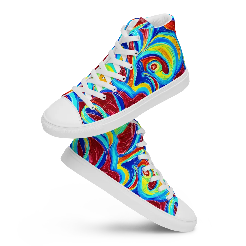 Azure Cyclone on Men's High Top Canvas Shoes — Front
