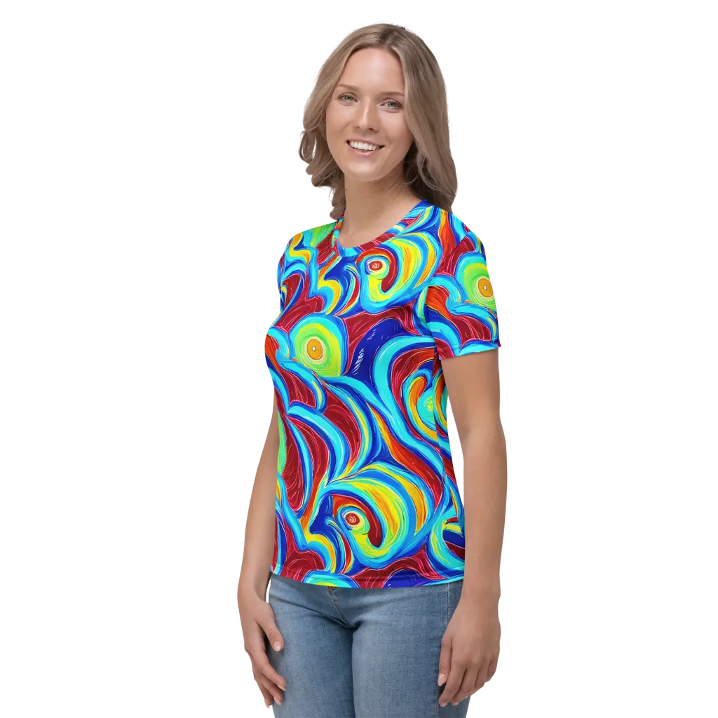 Azure Cyclone on Women's Crew Neck T-Shirt — Left