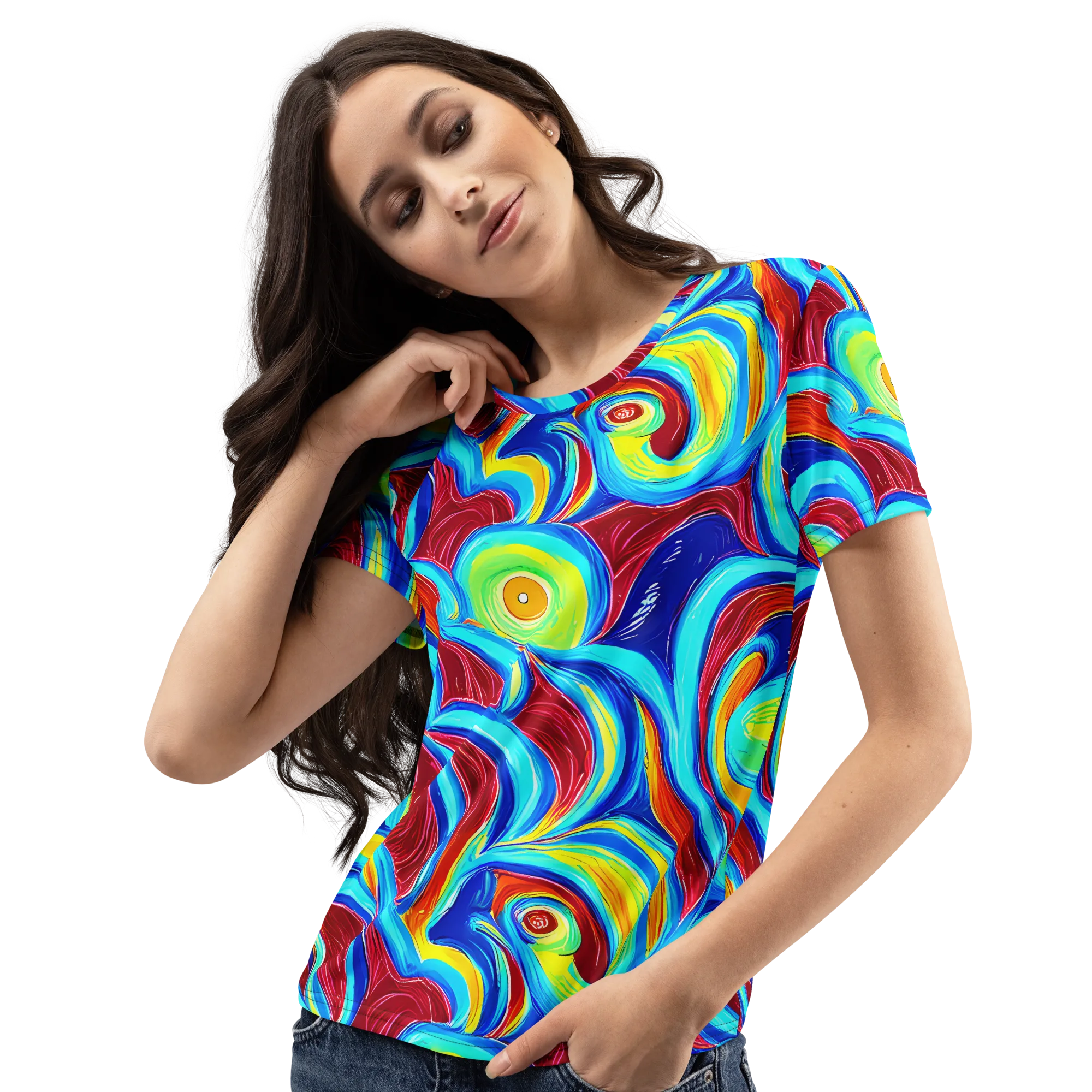 Azure Cyclone on Women's Crew Neck T-Shirt — Left Front