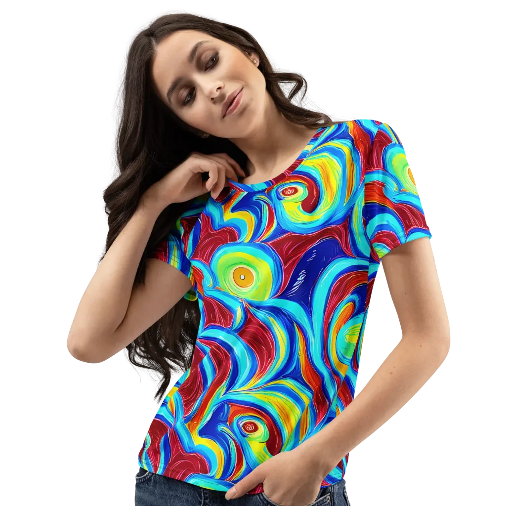 Azure Cyclone on Women's Crew Neck T-Shirt — Left Front