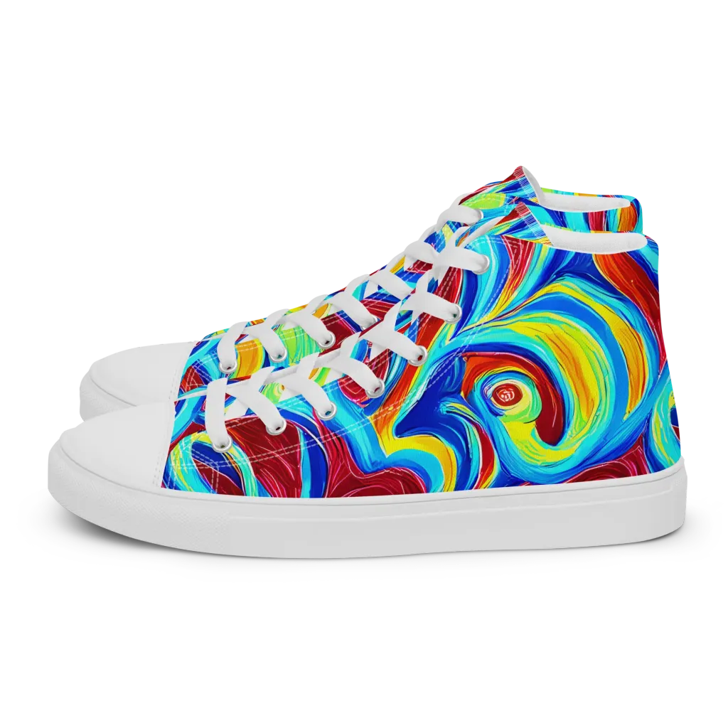Azure Cyclone on Women's High Top Canvas Shoes — Left