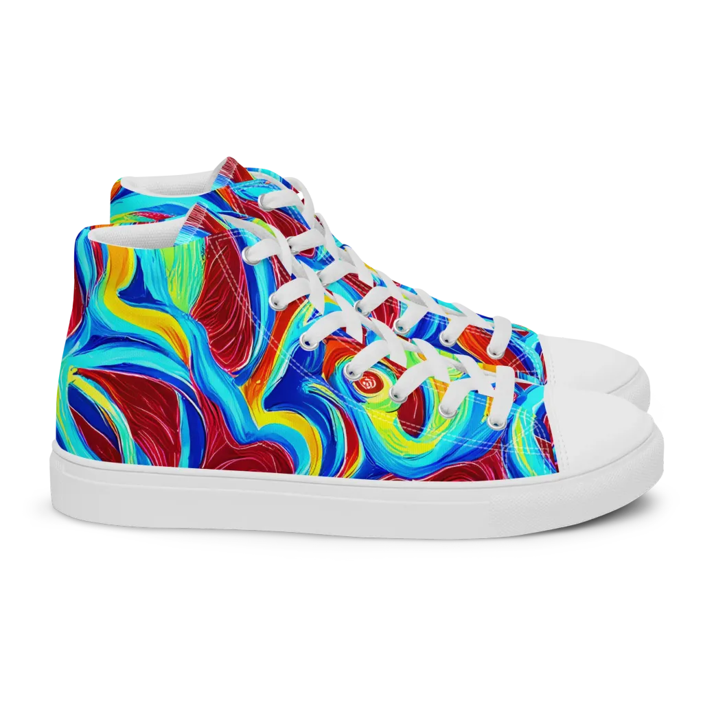 Azure Cyclone on Women's High Top Canvas Shoes — Right