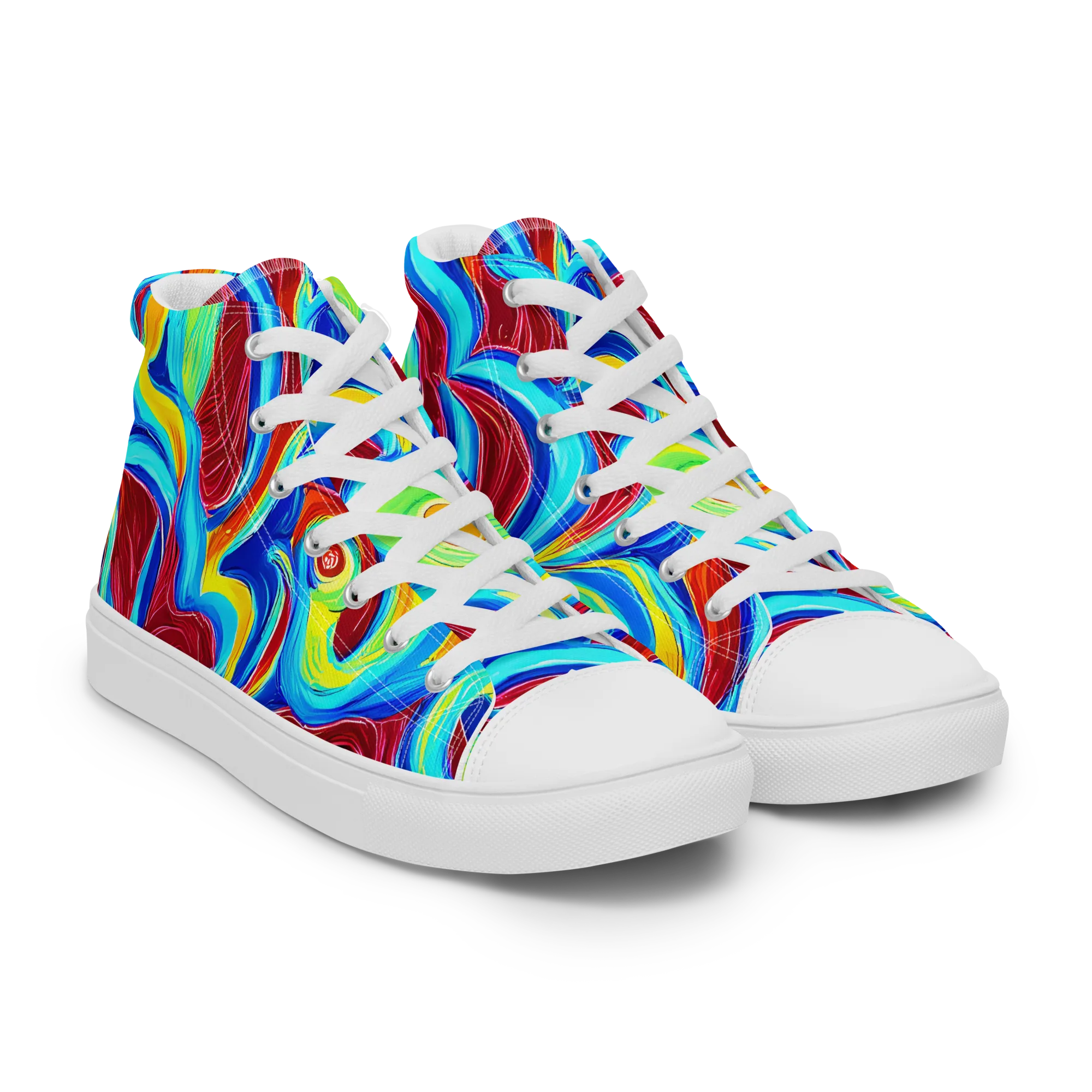 Azure Cyclone on Women's High Top Canvas Shoes — Right Front
