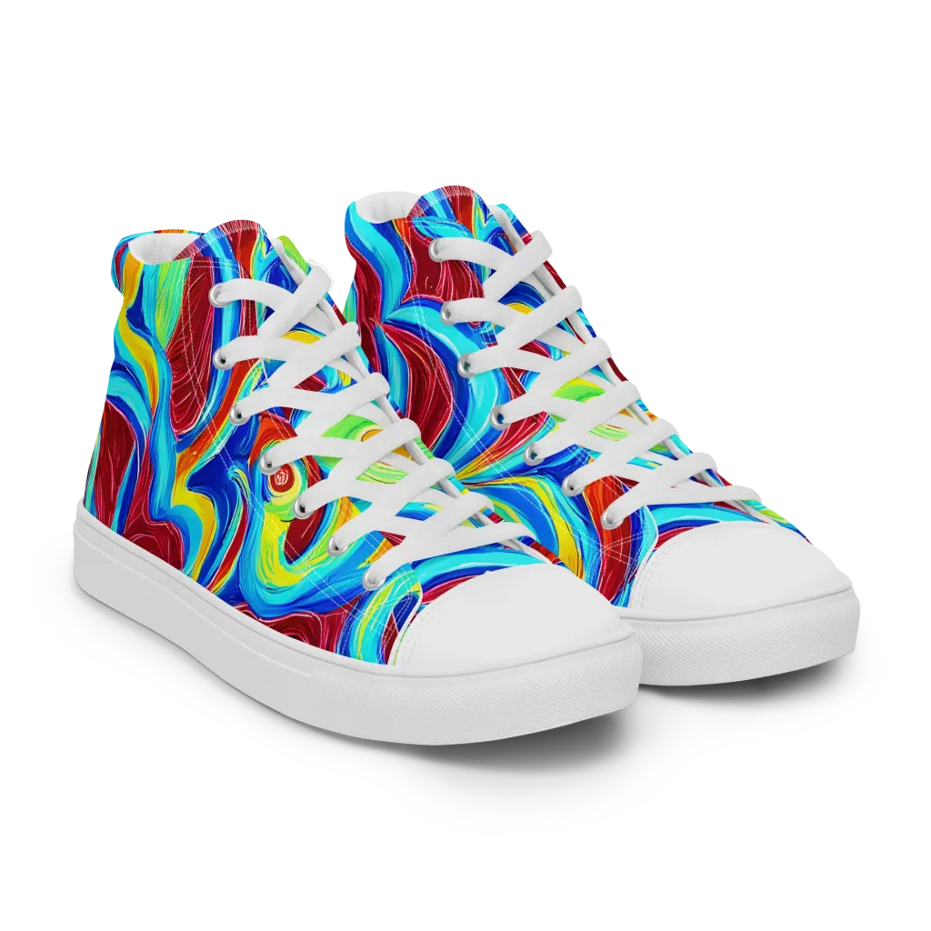 Azure Cyclone on Women's High Top Canvas Shoes — Right Front