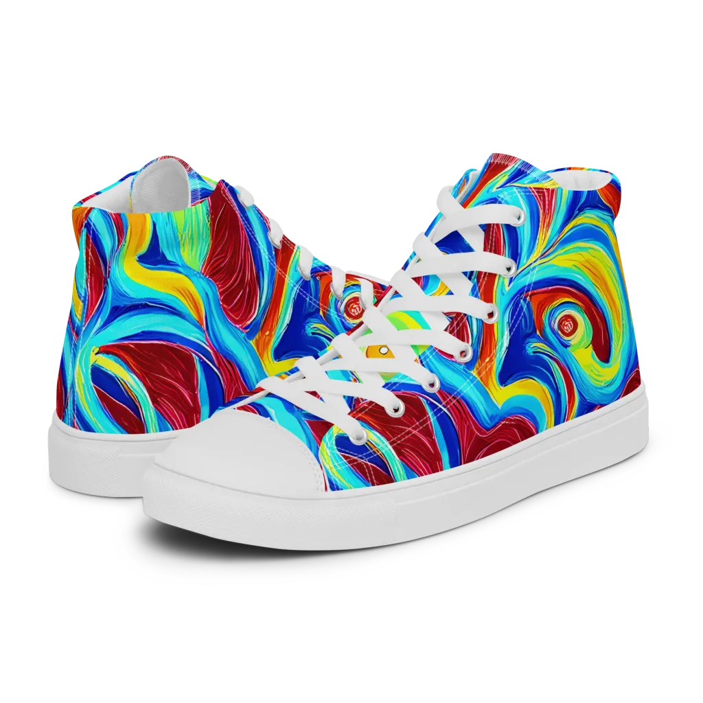 Azure Cyclone on Women's High Top Canvas Shoes — Left