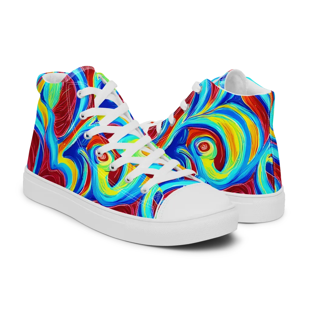 Azure Cyclone on Women's High Top Canvas Shoes — Right