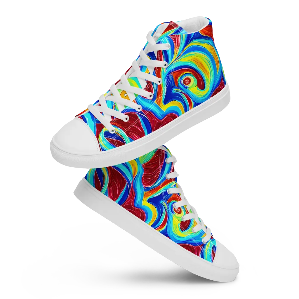Azure Cyclone on Women's High Top Canvas Shoes — Front