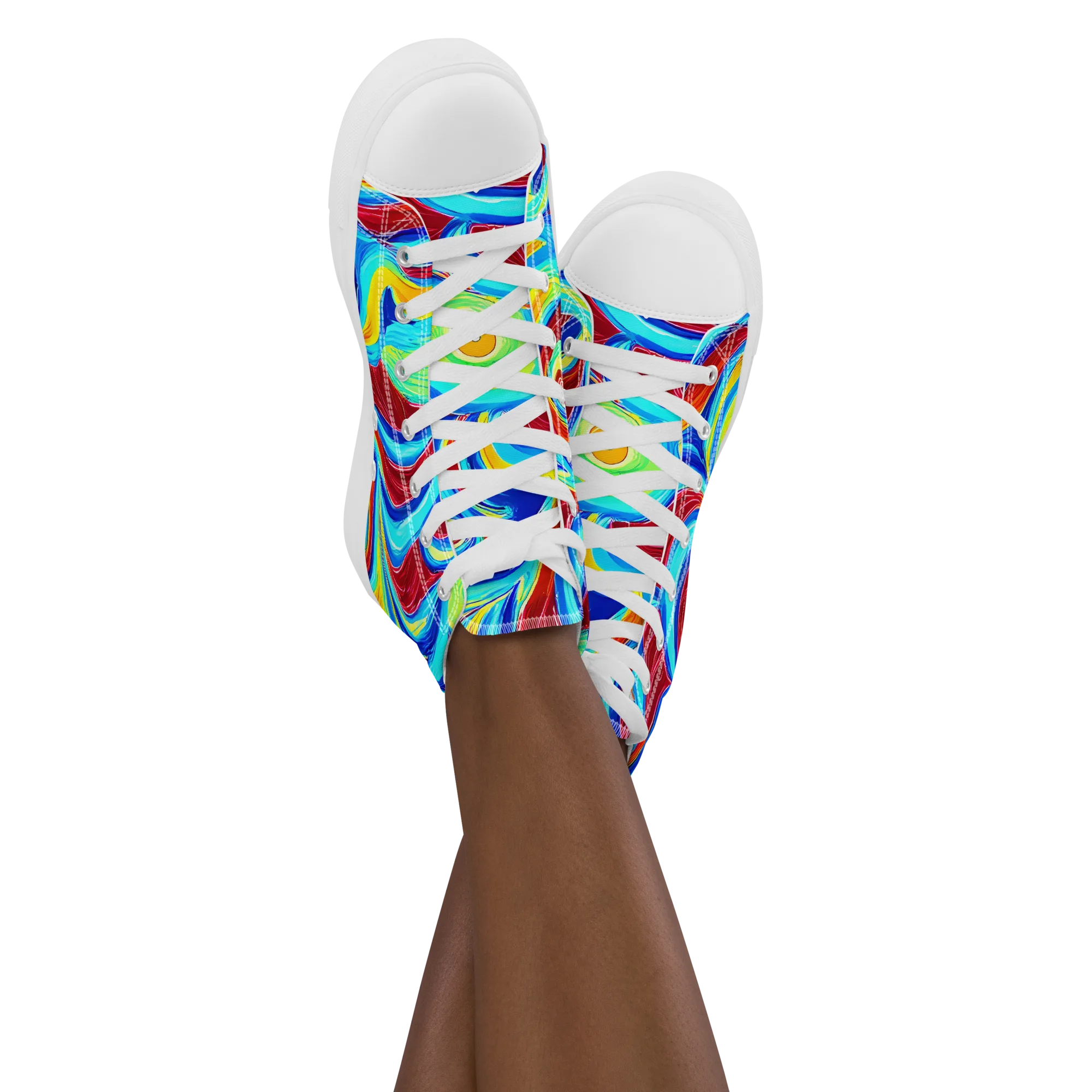 Azure Cyclone on Women's High Top Canvas Shoes — Front