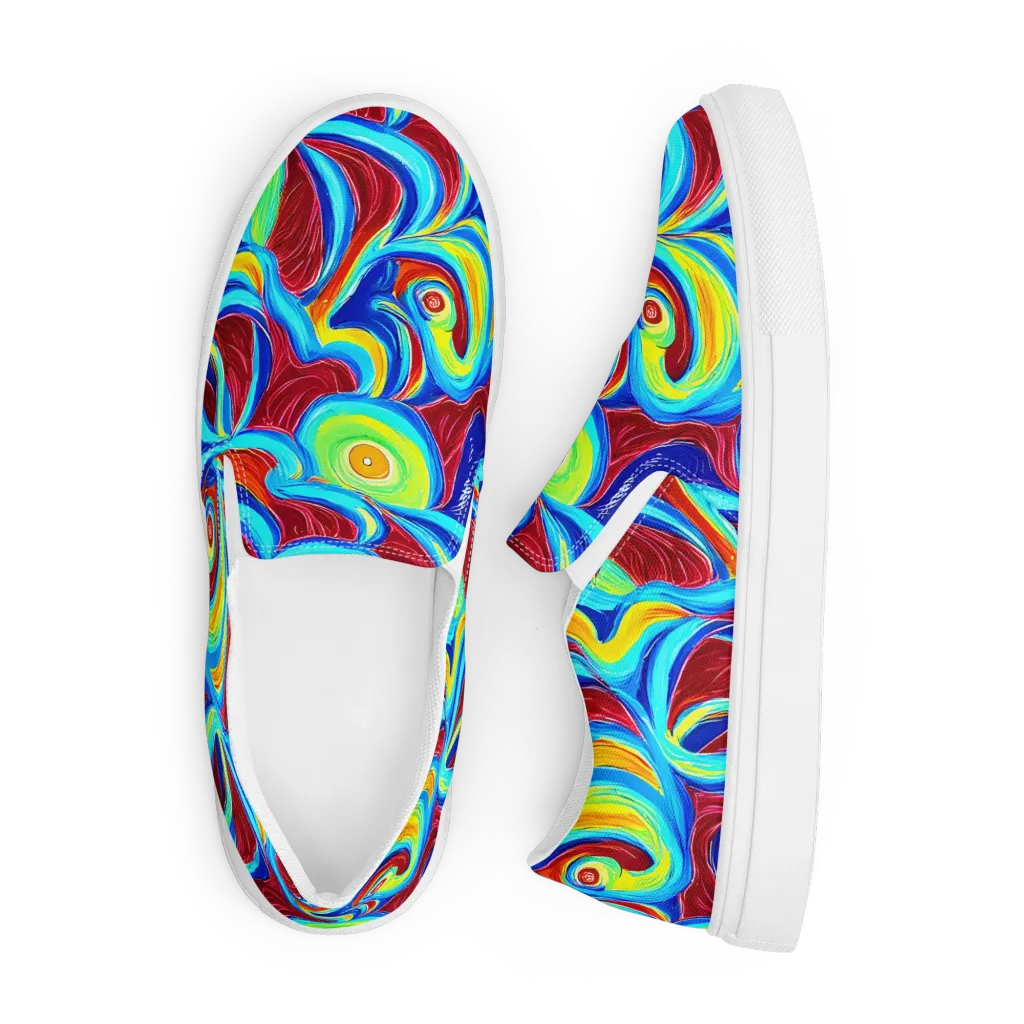 Azure Cyclone on Men's Slip-On Canvas Shoes — Front