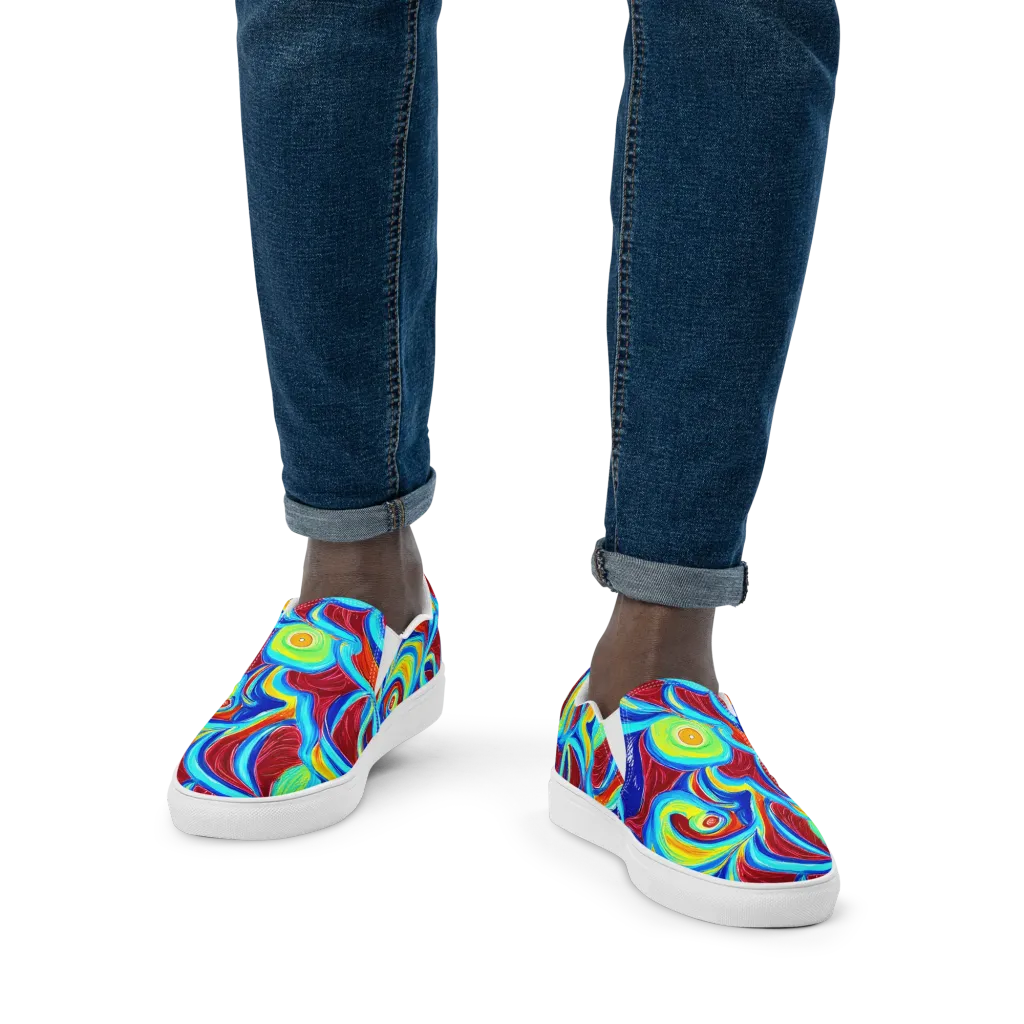 Azure Cyclone on Men's Slip-On Canvas Shoes — Front
